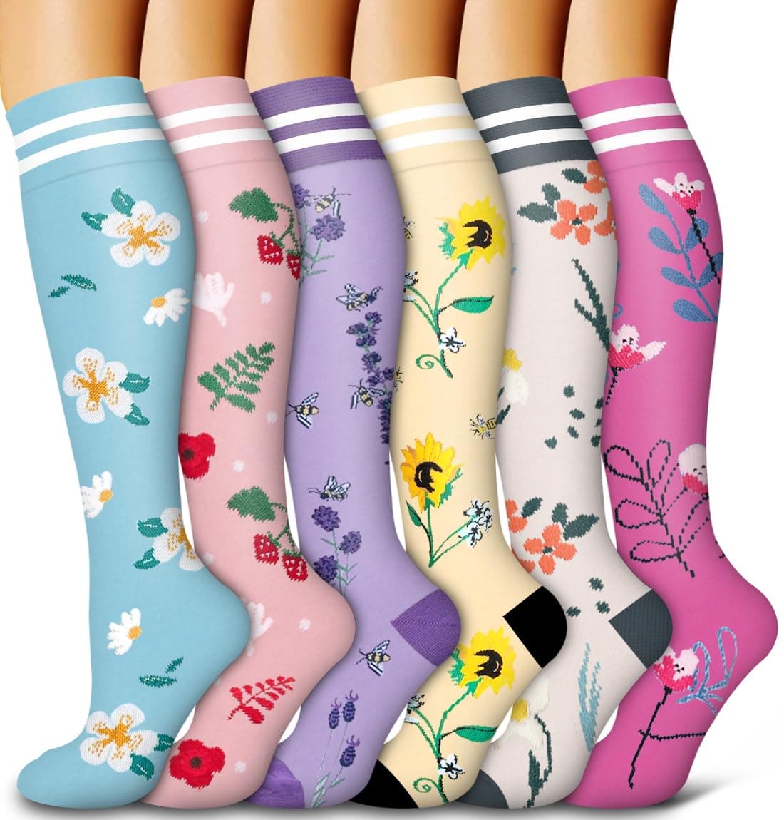 6 Pack Copper Compression Socks for Women and Men Circulation-Best Support for Medical,Running,Nursing,Athletic — image 1