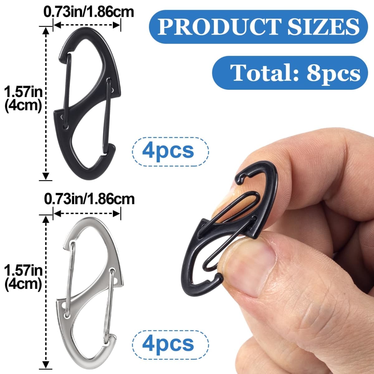 HINZIC 8Pcs Zipper Clip Anti Theft Deterrent, Keep The Zipper Closed Lock, Zipper Pull Replacement, Connectors Dual Opening S Shaped Carabiner for Backpacks Traveling Camping Suitcases thumbnail 3