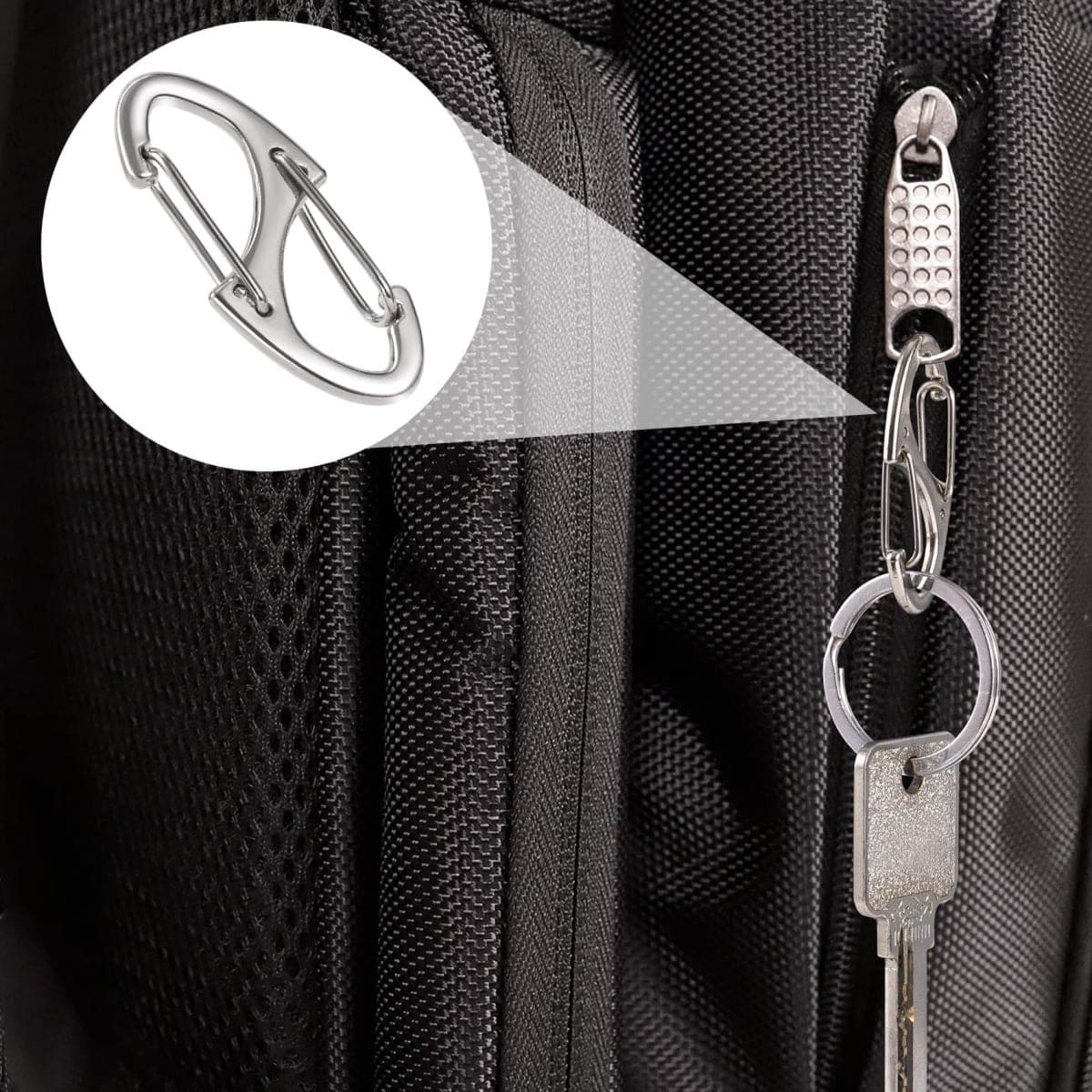 HINZIC 8Pcs Zipper Clip Anti Theft Deterrent, Keep The Zipper Closed Lock, Zipper Pull Replacement, Connectors Dual Opening S Shaped Carabiner for Backpacks Traveling Camping Suitcases thumbnail 5