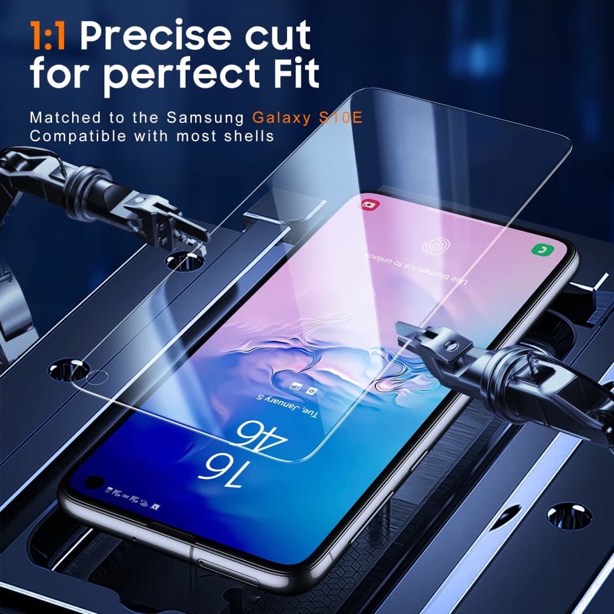 [3 Pack] UniqueMe Screen Protector Compatible for Samsung Galaxy S10e Tempered Glass HD Clear Screen Protector with Easy Installation Frame, 9H Hardness Anti Scratch Bubble Free thumbnail 2