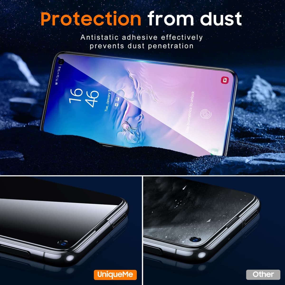 [3 Pack] UniqueMe Screen Protector Compatible for Samsung Galaxy S10e Tempered Glass HD Clear Screen Protector with Easy Installation Frame, 9H Hardness Anti Scratch Bubble Free thumbnail 4