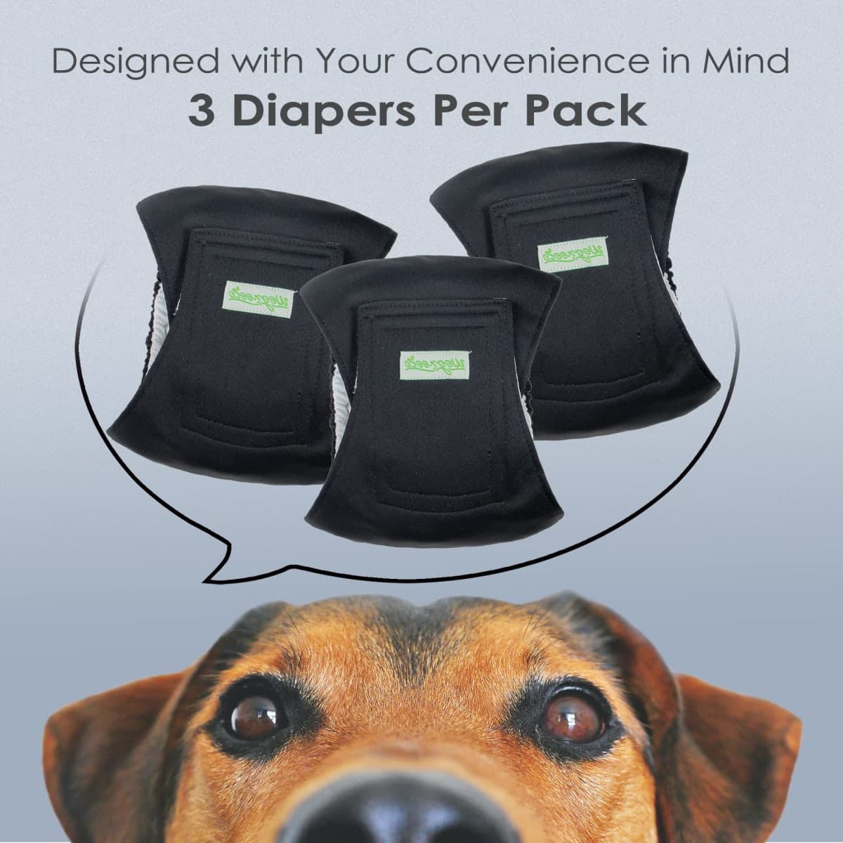 wegreeco Washable Dog Diapers - Washable Male Dog Belly Wrap - Pack of 3 - (Black,Small) thumbnail 2