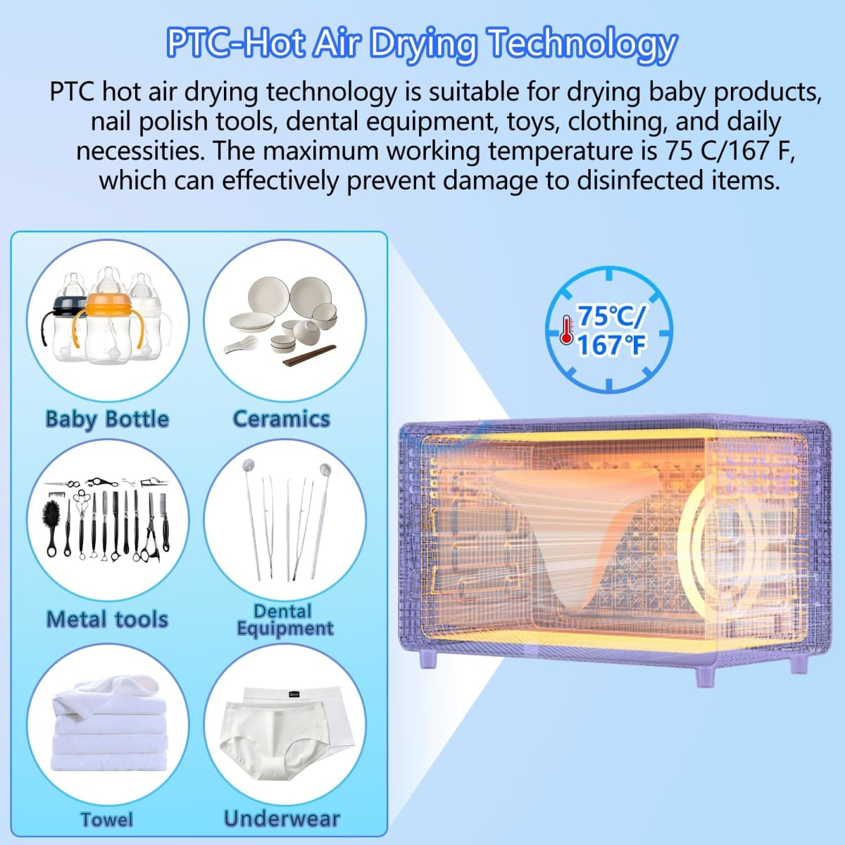 Sterilizer Tools, 10L Drying and 3-in-1 Disinfection Tools 150W Sterilizer with Timer Disinfection Cabinet Suitable for Mother-Child Products, Towels, Hair Salons, Nail Studios thumbnail 4