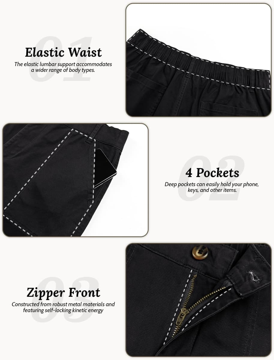 Eddoyee Wide Leg Pants for Women High Waisted Casual Pants Ankle Pants with Elastic Waistband Black thumbnail 4