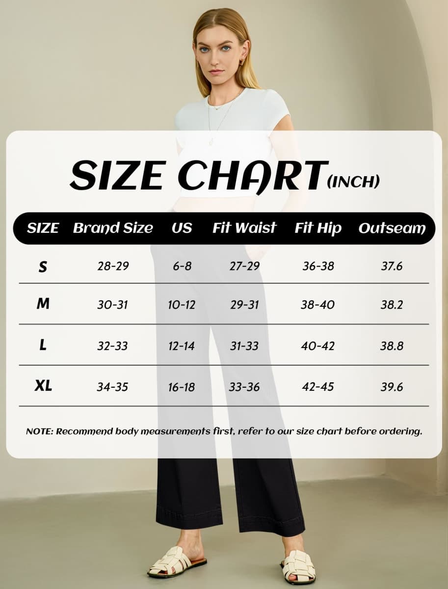 Eddoyee Wide Leg Pants for Women High Waisted Casual Pants Ankle Pants with Elastic Waistband Black thumbnail 5