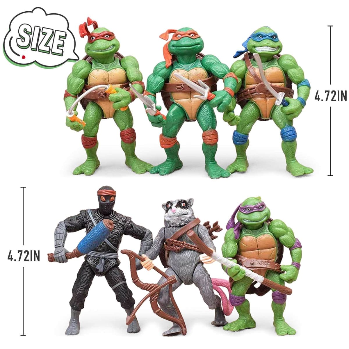 KLUKGE 6-PacksTurtles Action Figures 4.7 Inches Turtles Toys Multi-Jointed Movable Cartoon Turtle Toy Set Birthday Gifts for Friends and Fans thumbnail 2