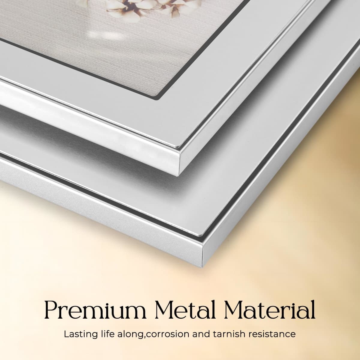 TWING 5x7 Picture Frame,Silver Metal Photo Frame with HD Real Glass,Metal Picture Frames for Tabletop Display,Ideal Gift to Family and Friends(Silver,1 Pack) thumbnail 5