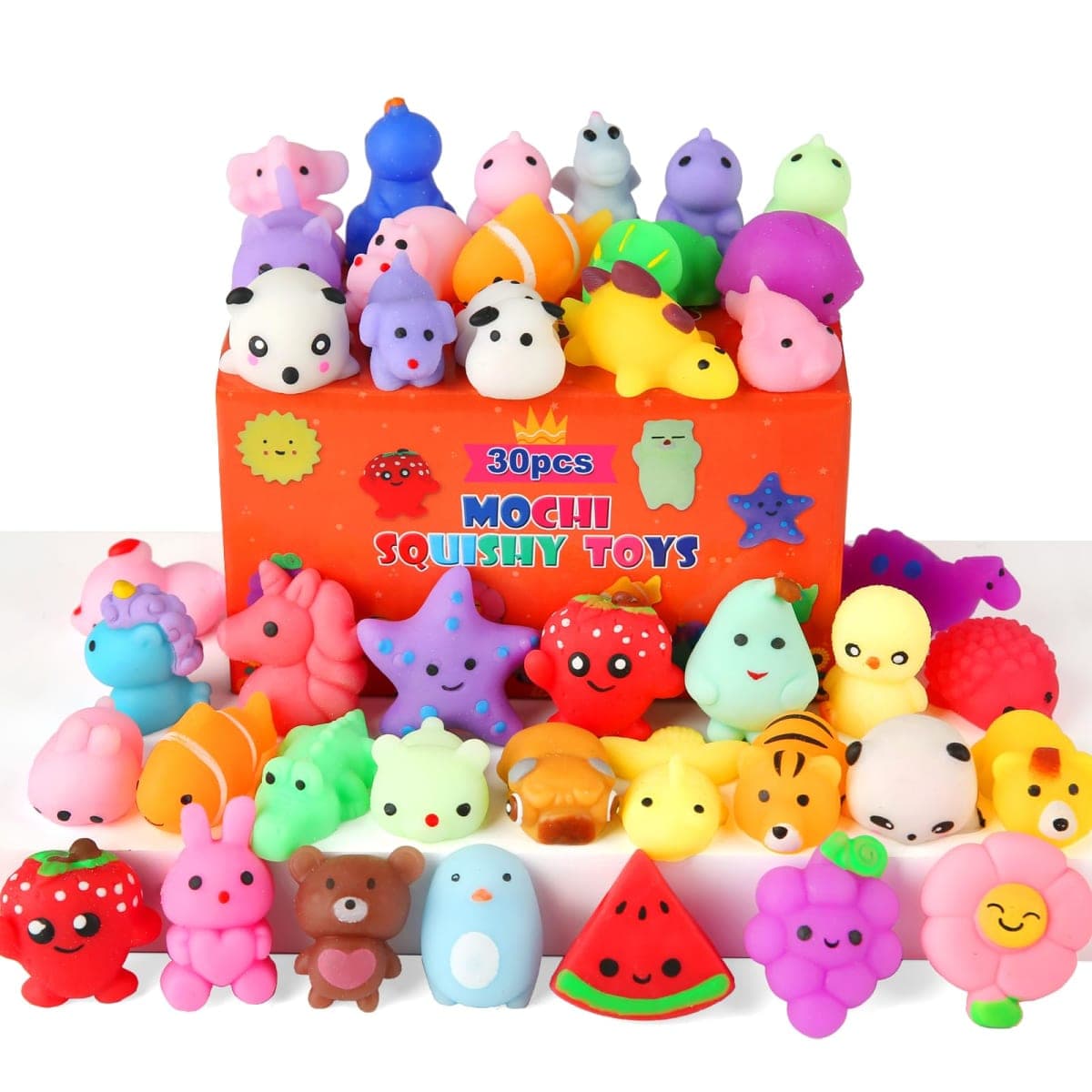 30 Pack Squishy Toys, Kawaii Squishies Party Favors for Kids 4-8 8-12 Treasure Box Toys for Classroom Birthday Xmas Gifts Goodie Bag Mini Animals Mochi Squishy Stress Relief Sensory Toy Random — image 1