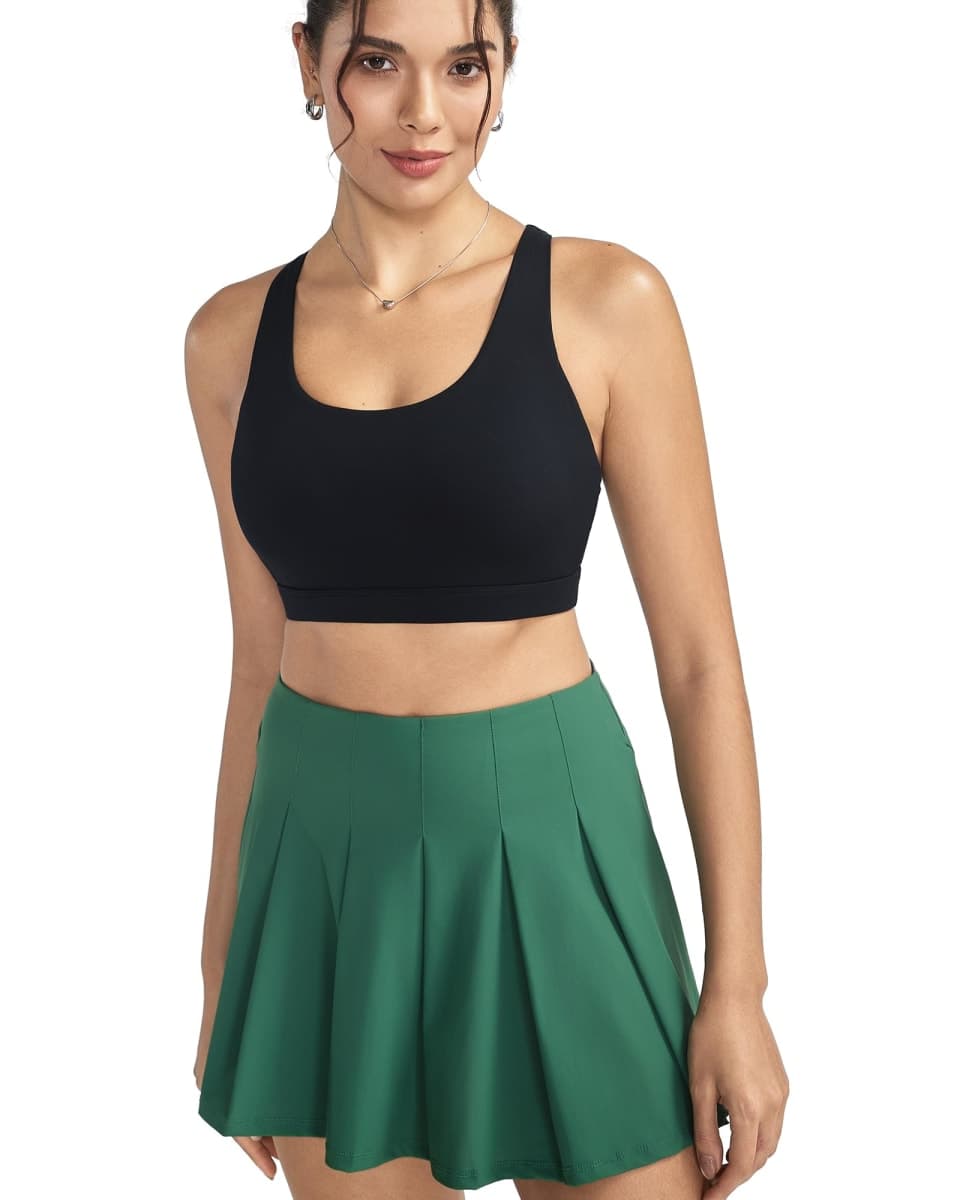 RUNNING GIRL Sports Bra for Women, Criss-Cross Back Padded Strappy Sports Bras Medium Support Yoga Bra with Removable Cups, A-black, Large thumbnail 2