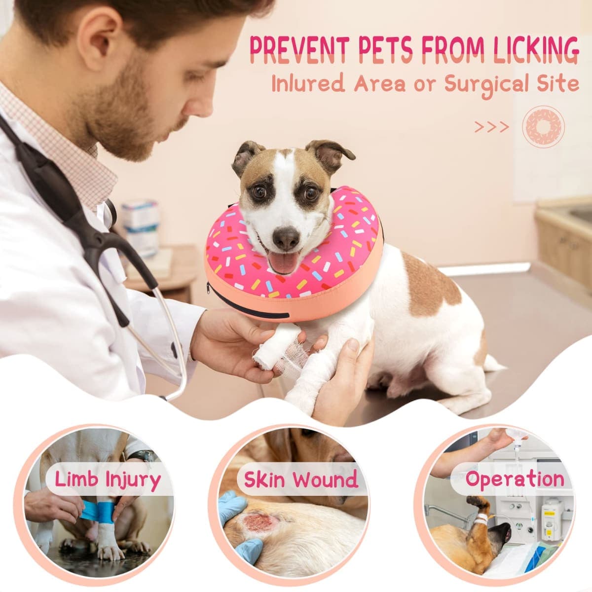 Supet Inflatable Dog Cone Collar Alternative After Surgery, Doggie Neck Donut Collar Recovery ECollar, Soft Dog Cone for Small Medium Large Dogs thumbnail 2