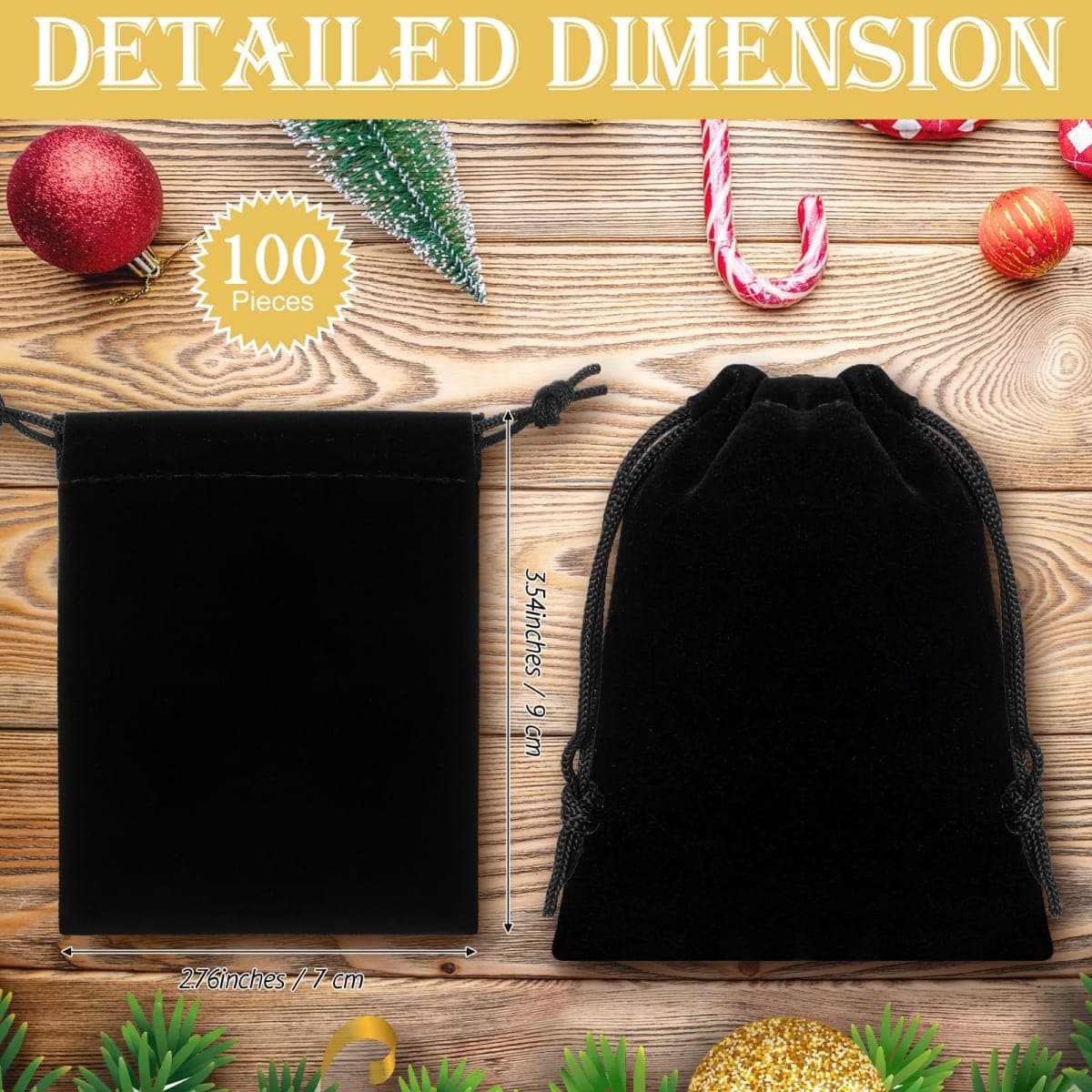 Sweetude 100 Pieces Velvet Drawstring Bags Jewelry Pouches for Christmas 2.76 x 3.54 Inches Wedding Mini Gift Bags for Christmas, Party Favors (Gold Opening Red) thumbnail 2