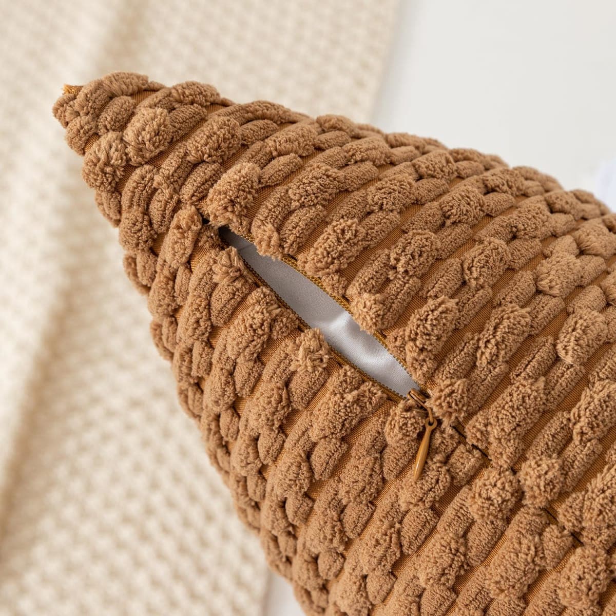 Kevin Textile Soft Corduroy 18x18 Inch Pillow Covers 2 Pack, Khaki thumbnail 3