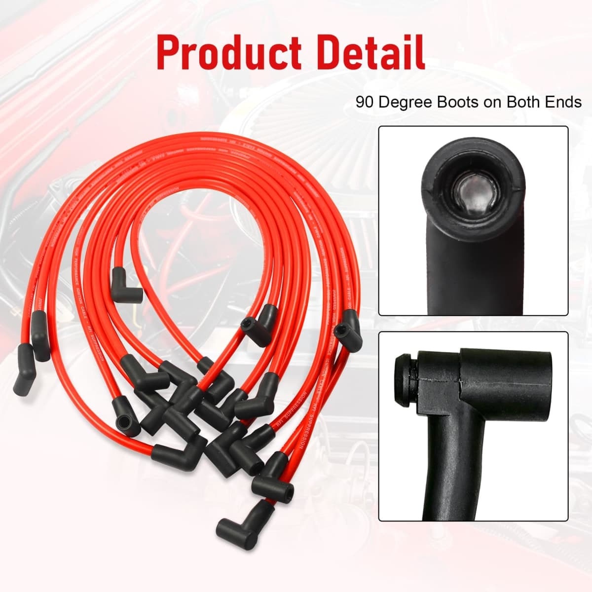 JDMSPEED New 10.5mm Spark Plug Wire Set Replacement for HEI SBC BBC 350 383 454 Electronic thumbnail 2