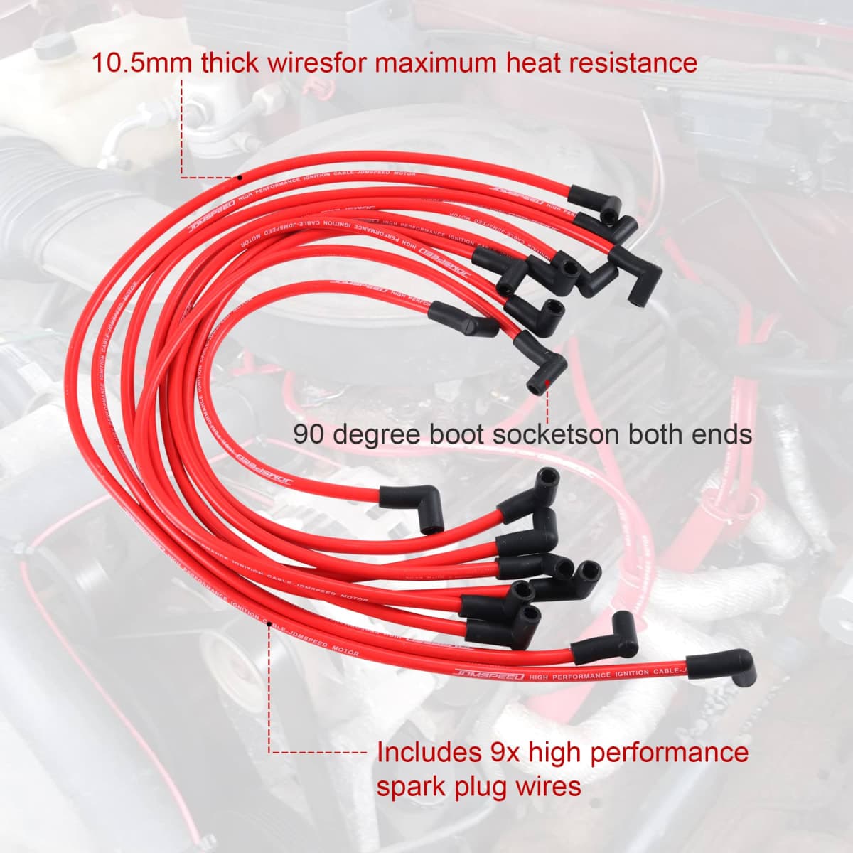 JDMSPEED New 10.5mm Spark Plug Wire Set Replacement for HEI SBC BBC 350 383 454 Electronic thumbnail 4