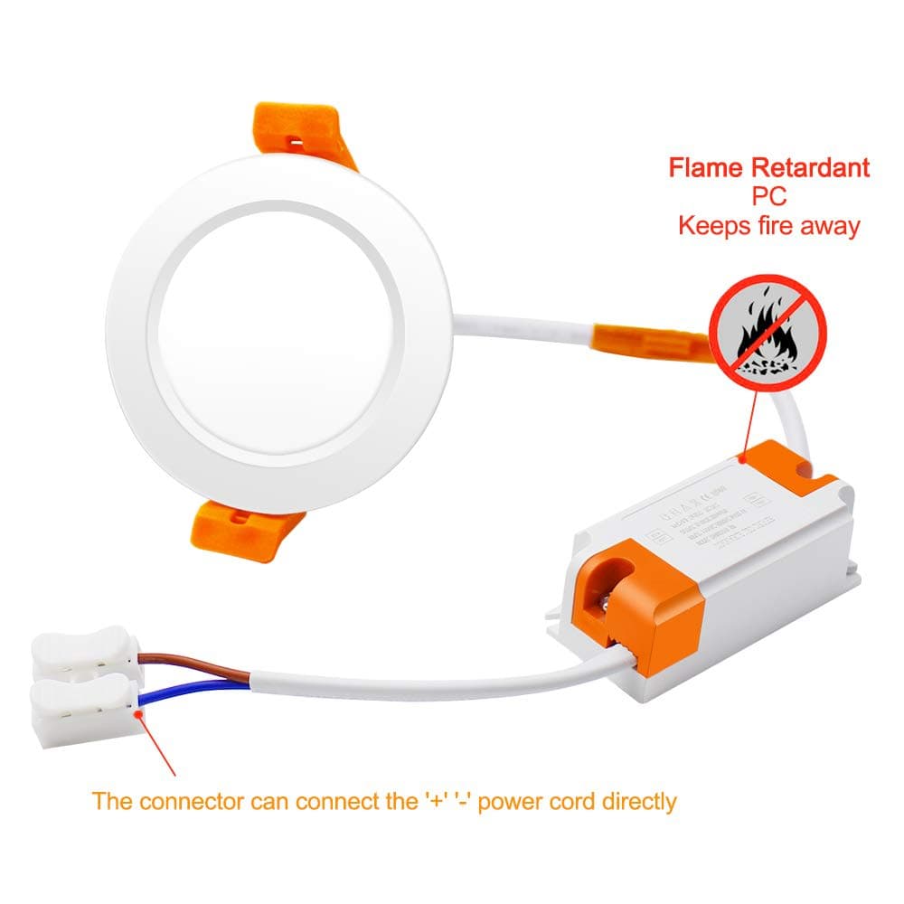 BIRRAY 6 Pack 2 Inch Dimmable LED Lights, 5000K Warm White, 3W LED Lights, CRI 80, 35W Halogen Replacement with LED Driver thumbnail 2