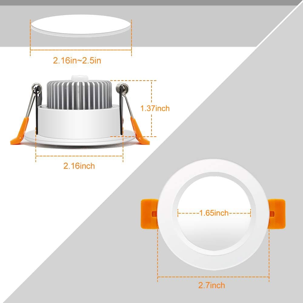 BIRRAY 6 Pack 2 Inch Dimmable LED Lights, 5000K Warm White, 3W LED Lights, CRI 80, 35W Halogen Replacement with LED Driver thumbnail 3