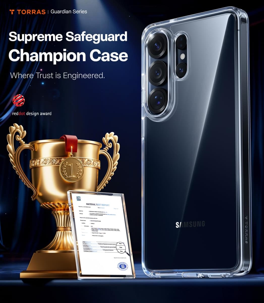 TORRAS for Samsung Galaxy s26 Ultra case Clear, [2026 Upgraded Non-Yellowing] [12FT Military-Grade Protection] Transparent Slim case for Samsung s26 Ultra case Thin, Diamond Clear, Hard, 6.9" thumbnail 4