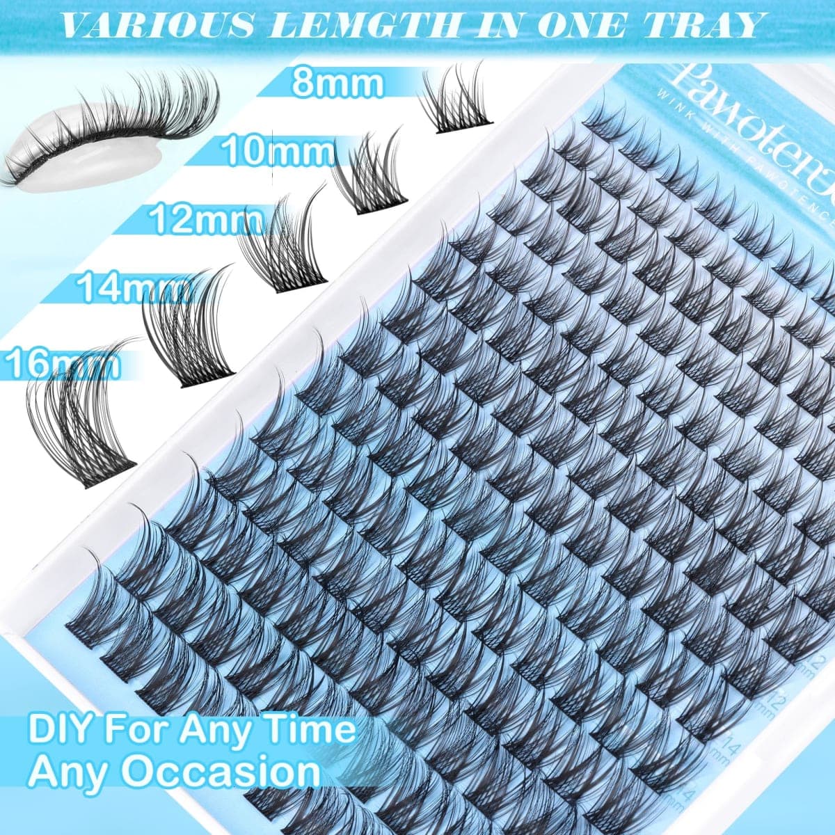 Pawotence Wispy Lash Clusters Natural Cluster Eyelash Extensions 154pcs Individual Lashes 8-16mm Lash Extension DIY False Eyelashes Soft Comfortable Natural Eyelash Clusters with Thin Band thumbnail 5