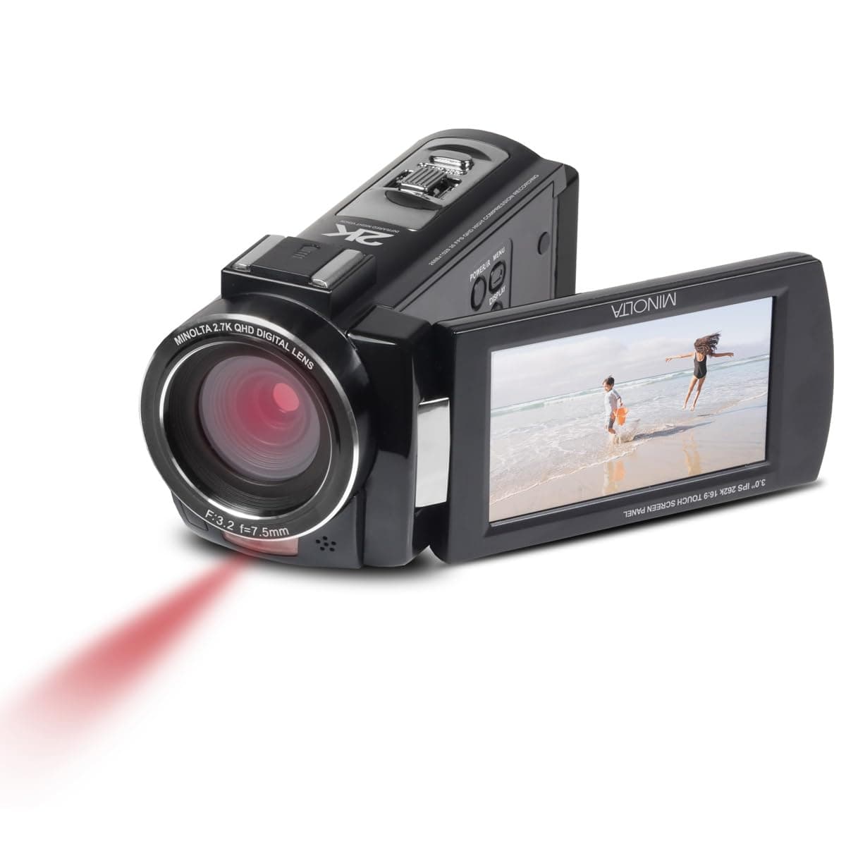 Minolta 2K Ultra HD Camcorder with Infrared Night Vision MN2K10NV, Black - one Color, one Size thumbnail 3