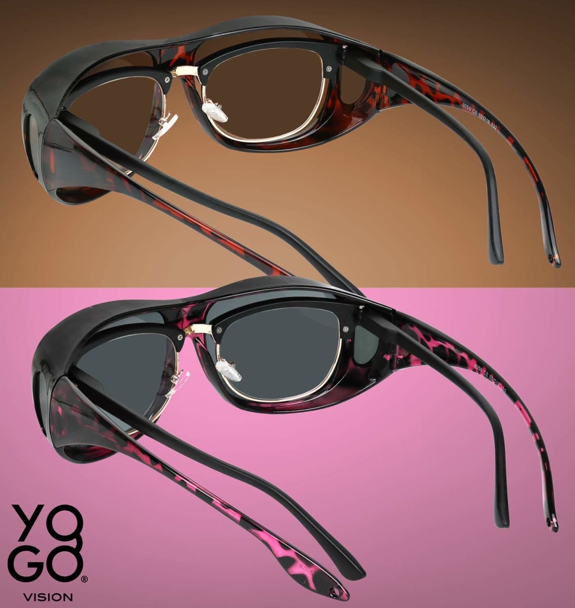Fit Over Wrap Sunglasses with Polarized Lens - Havana Frame, Brown Lens or Smoke, 100% UV Protection for Men & Women thumbnail 2