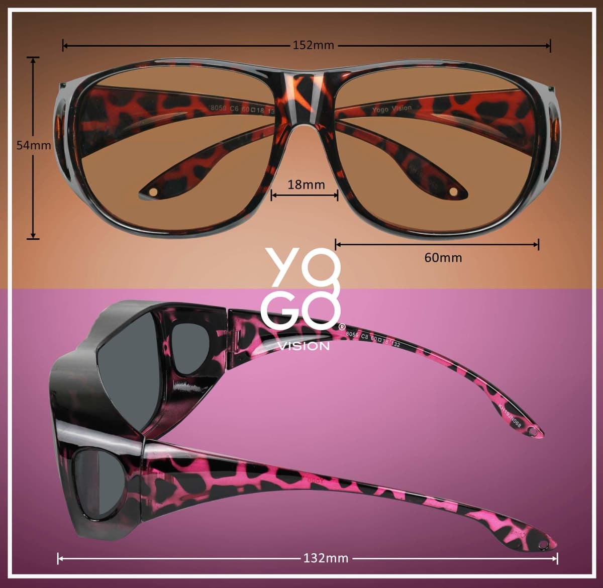 Fit Over Wrap Sunglasses with Polarized Lens - Havana Frame, Brown Lens or Smoke, 100% UV Protection for Men & Women thumbnail 4
