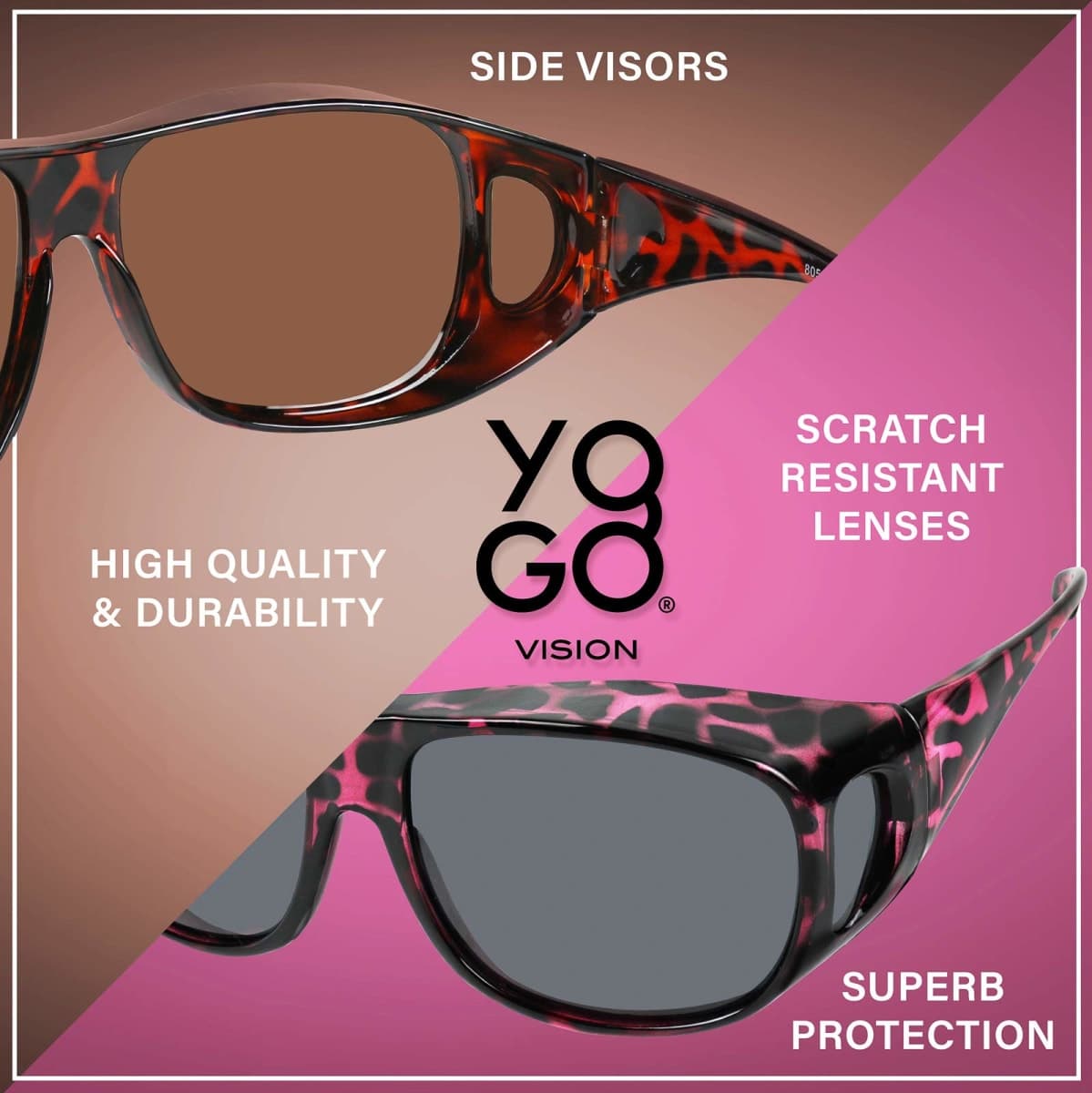 Fit Over Wrap Sunglasses with Polarized Lens - Havana Frame, Brown Lens or Smoke, 100% UV Protection for Men & Women thumbnail 5