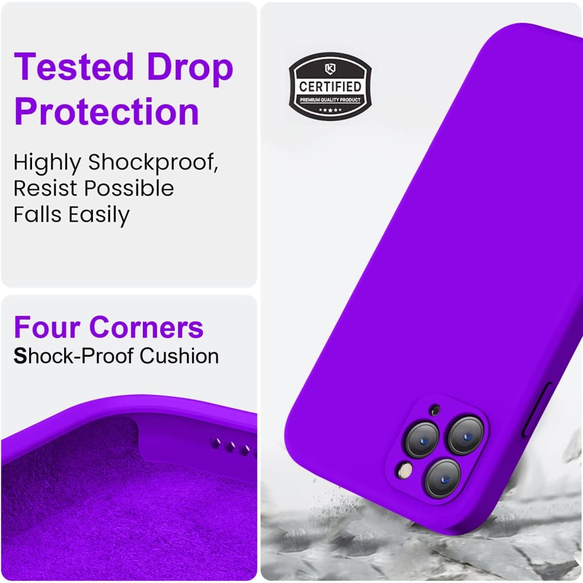 Vooii Compatible with iPhone 11 Pro Max Case, Upgraded Liquid Silicone with [Flat Edges] [Camera Protection] [Soft Anti-Scratch Microfiber Lining] Phone Case for iPhone 11 Pro Max - Neon Purple thumbnail 5