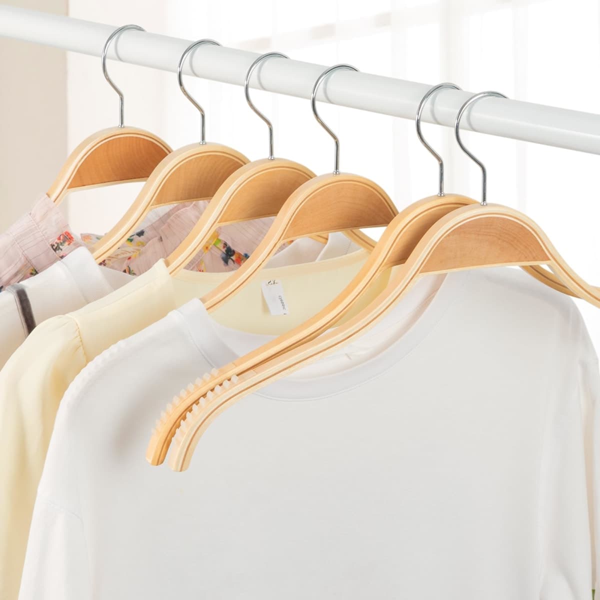 Topia Hanger Slim Natural Wood Hangers with Extra Soft Non-Slip Rubber Grips, 30-Pack High-Grade Fashion Hanger No Shoulder Bump for Sweaters, Hoodies, Jacket, Dress, Coat -CT15N30 thumbnail 4