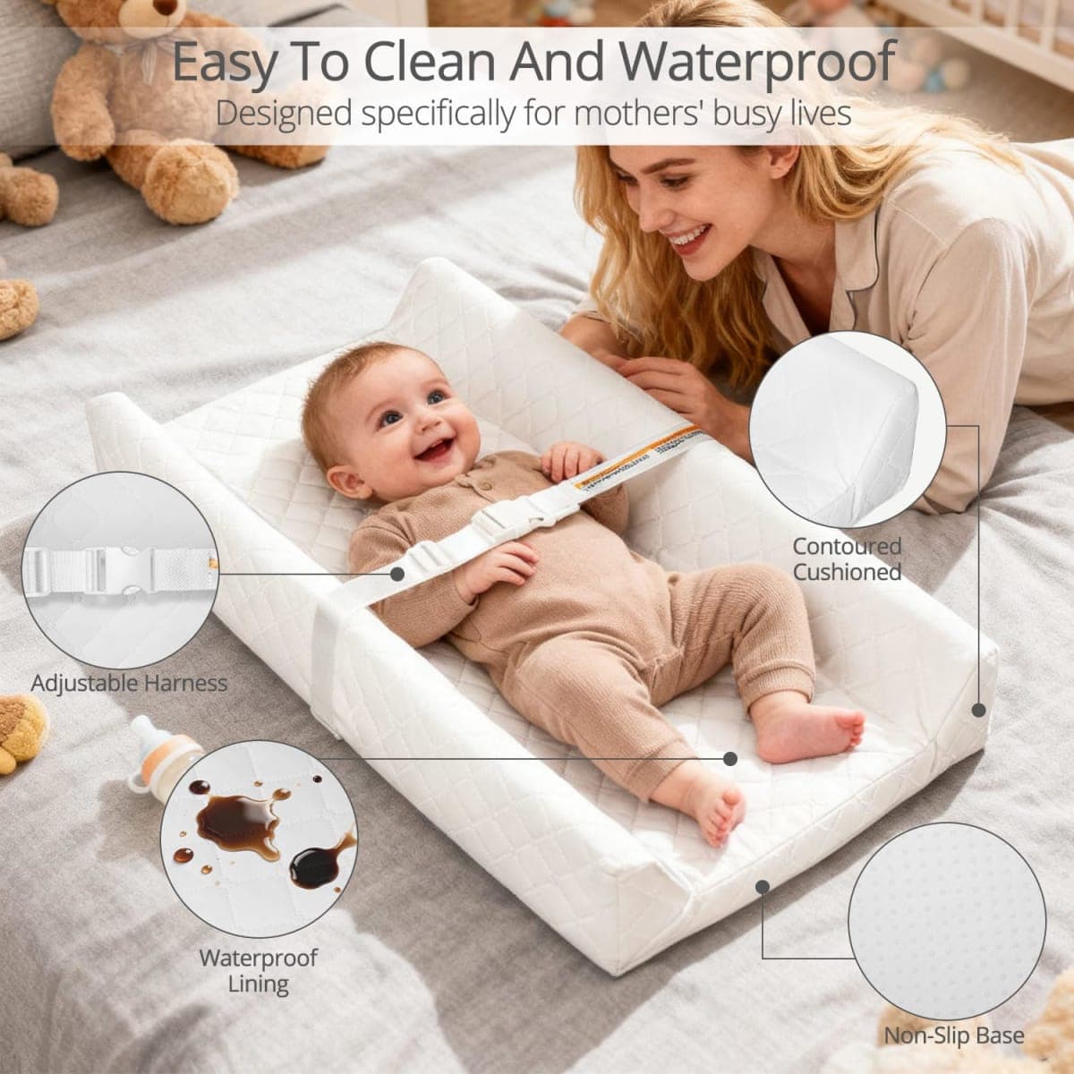 JVEOO Waterproof Baby Changing Pad Wipeable Diaper Changing Mat thumbnail 2