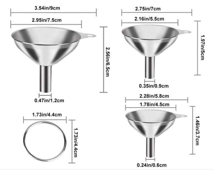 3PCS Kitchen Funnels for Filling Bottles,Stainless Steel Funnels, Kitchen Funnel Set for Essentail Oil, Spices, Flask, Perfume,Dry Ingredients Powde thumbnail 2