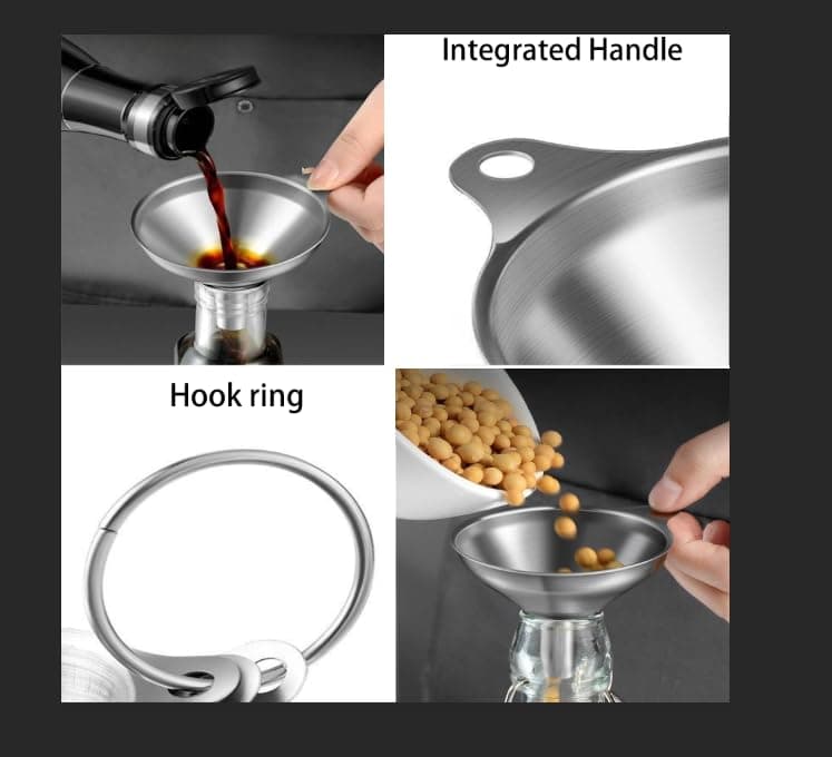 3PCS Kitchen Funnels for Filling Bottles,Stainless Steel Funnels, Kitchen Funnel Set for Essentail Oil, Spices, Flask, Perfume,Dry Ingredients Powde thumbnail 5