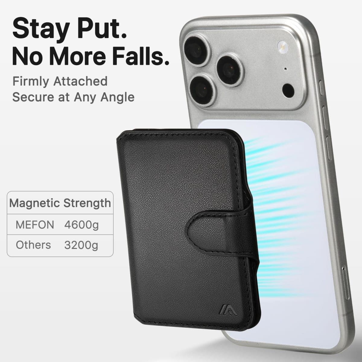 MEFON for MagSafe Wallet, Magnetic Phone Wallet RFID Blocking, Slim 5-8 Card Holder with Cash Slot & Clear ID Window, Minimalist Mag Safe Wallets for iPhone 17/16/15/14/13/12 Series, Midnight Black thumbnail 3