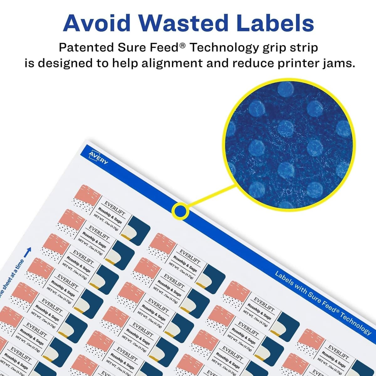 Avery Glossy Clear Rectangle Labels, Sure Feed Technology, 0.5" x 1.75", 400 Glossy Clear Labels, Laser/Inkjet Printable thumbnail 3