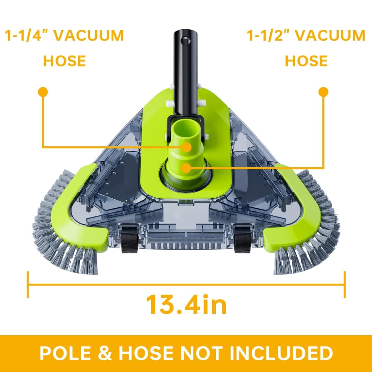 Upgrade Pool Vacuum Head with Wheels & Side Brushes, Universal Rotatable Hose Adapter,Weighted Triangular Shape, for Inground/Above Ground Swimming Pools thumbnail 5