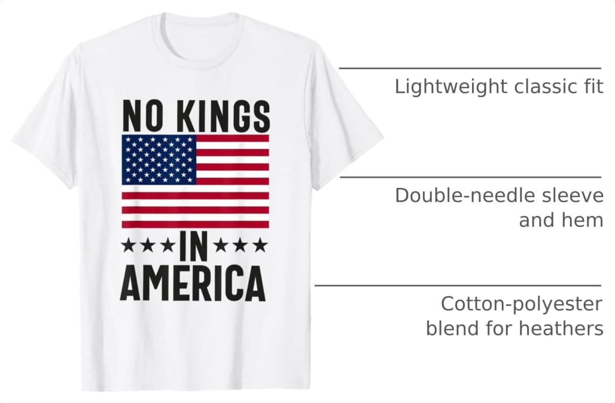 No Kings in America Flag Protest Save Democracy T-Shirt thumbnail 2