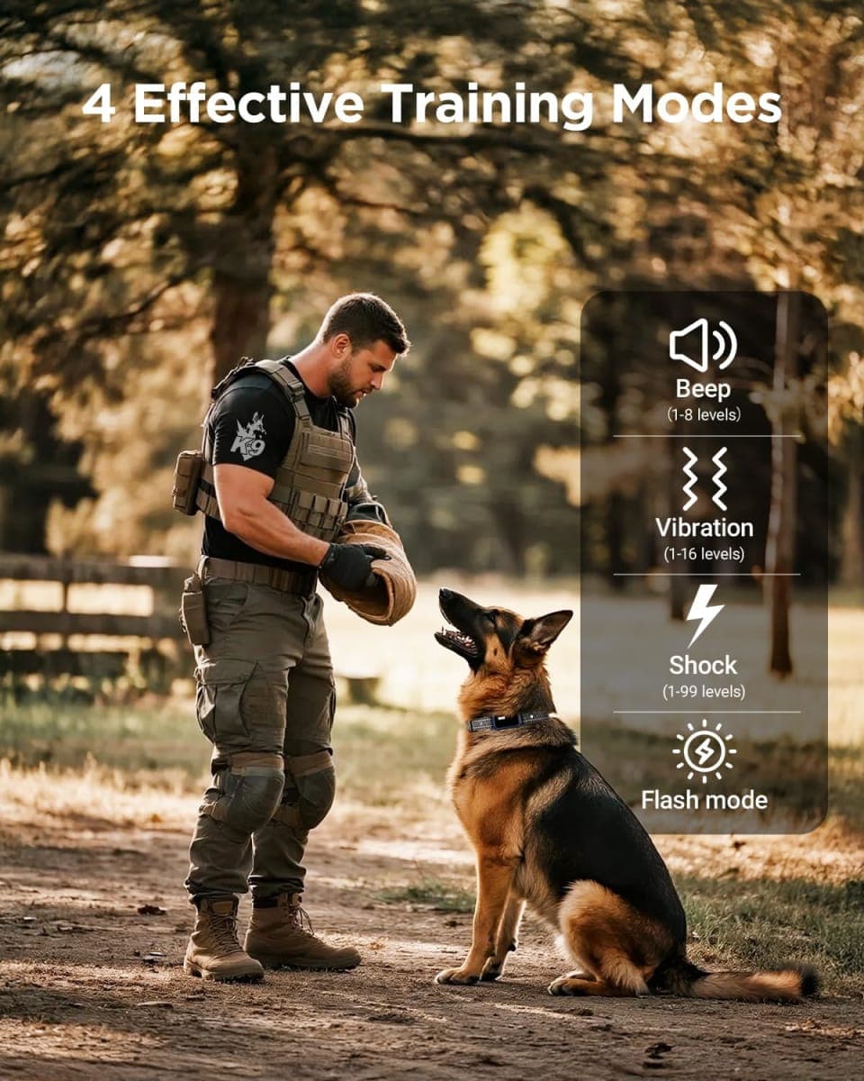 BLACKDOG Military Dog Shock Collar 2 Dogs (5-150lbs) - 4200ft Dog Training Collar with Remote, 4 Training Modes, Flashlight&Strobe, 90-Day Battery, IP67 Waterproof Dog E Collar for All Breeds (Blue) thumbnail 3