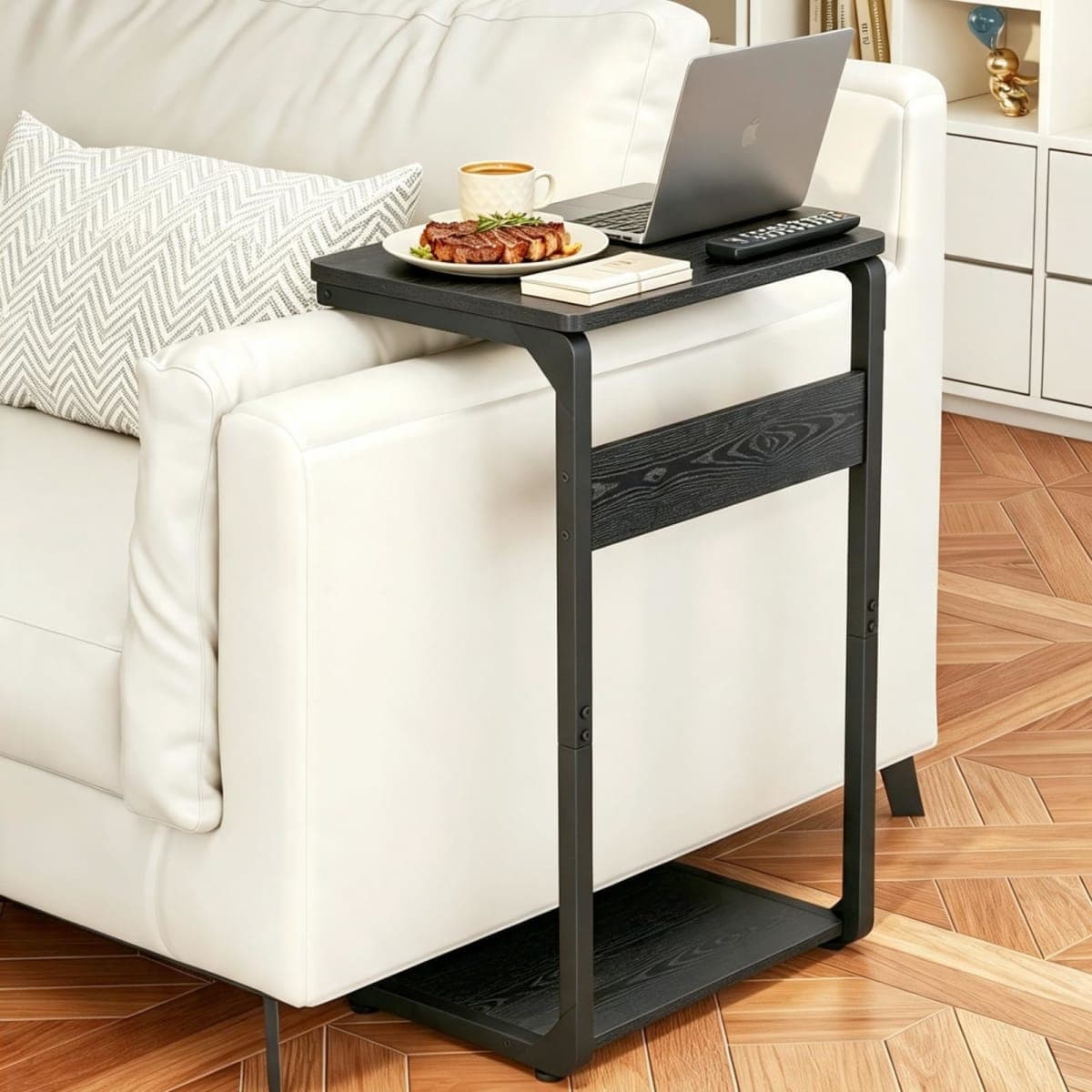 Vovonusy C-Shaped End Table, Small Side Table for Couch, Sofa TV Tray Table for Living Room, Bedroom, Bedside ET-YB-GYW1 thumbnail 3