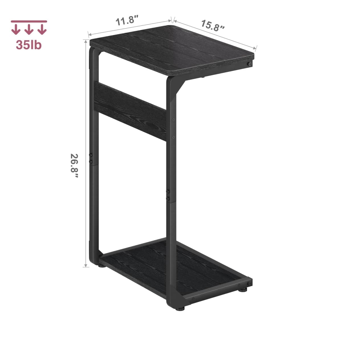 Vovonusy C-Shaped End Table, Small Side Table for Couch, Sofa TV Tray Table for Living Room, Bedroom, Bedside ET-YB-GYW1 thumbnail 5