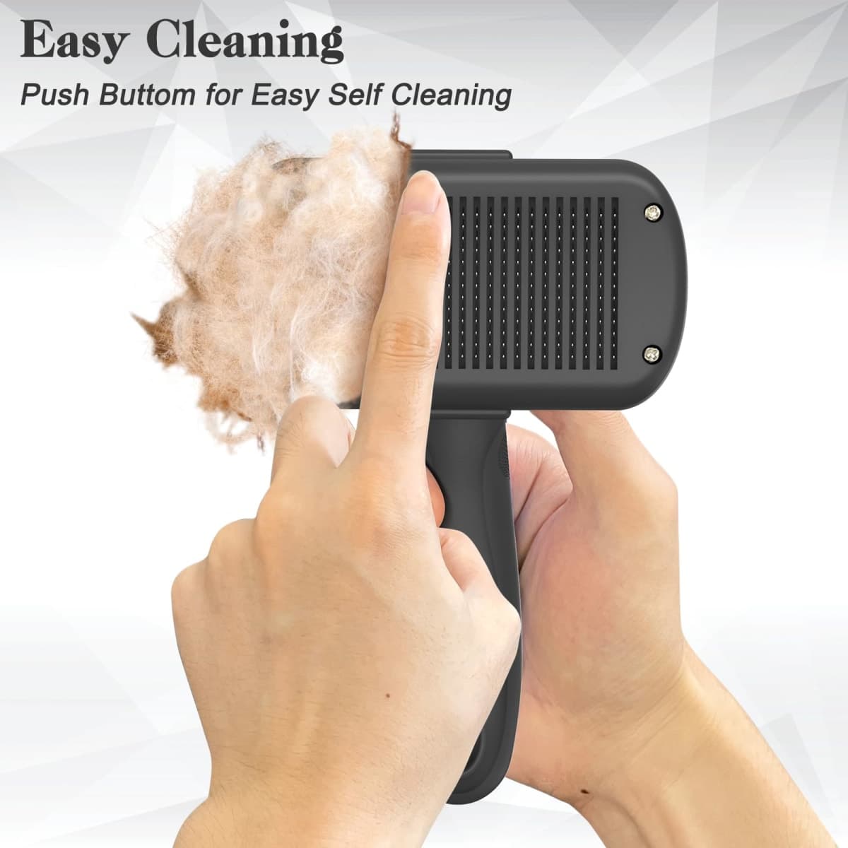 Dipoo Self Cleaning Shedding Brush - Skin Friendly Grooming Tool for Dogs, Cats, and Horses, Deshedding and Hair Removal for Long and Short Haired Pets, Black thumbnail 3