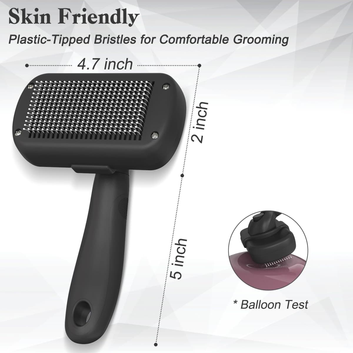 Dipoo Self Cleaning Shedding Brush - Skin Friendly Grooming Tool for Dogs, Cats, and Horses, Deshedding and Hair Removal for Long and Short Haired Pets, Black thumbnail 4