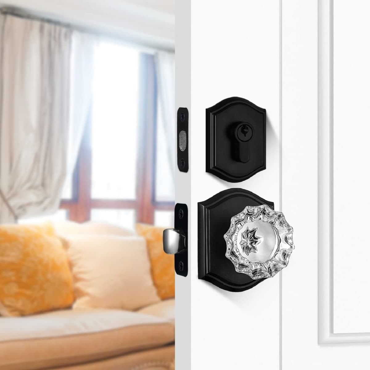 CLCTK 4 Pack Glass Dummy Door Knobs, Inactive Crystal Half-Dummy Door Knobs for Closet/Bifold, Oil Rubbed Bronze — image 1