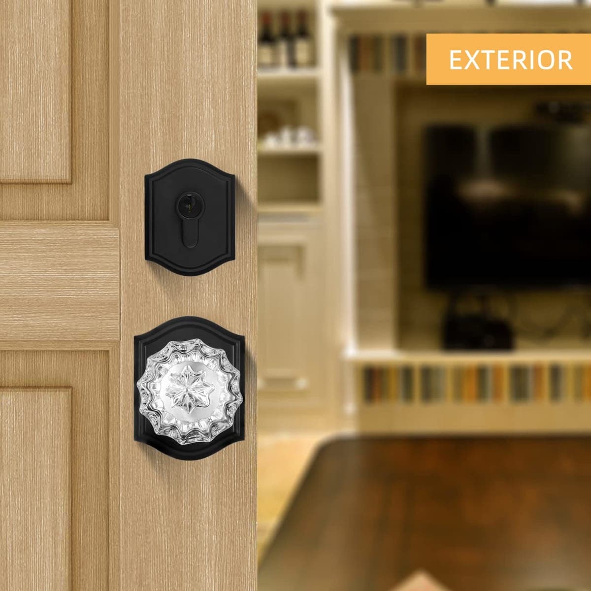 CLCTK 4 Pack Glass Dummy Door Knobs, Inactive Crystal Half-Dummy Door Knobs for Closet/Bifold, Oil Rubbed Bronze thumbnail 3