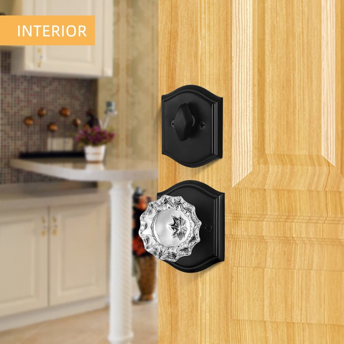 CLCTK 4 Pack Glass Dummy Door Knobs, Inactive Crystal Half-Dummy Door Knobs for Closet/Bifold, Oil Rubbed Bronze thumbnail 4