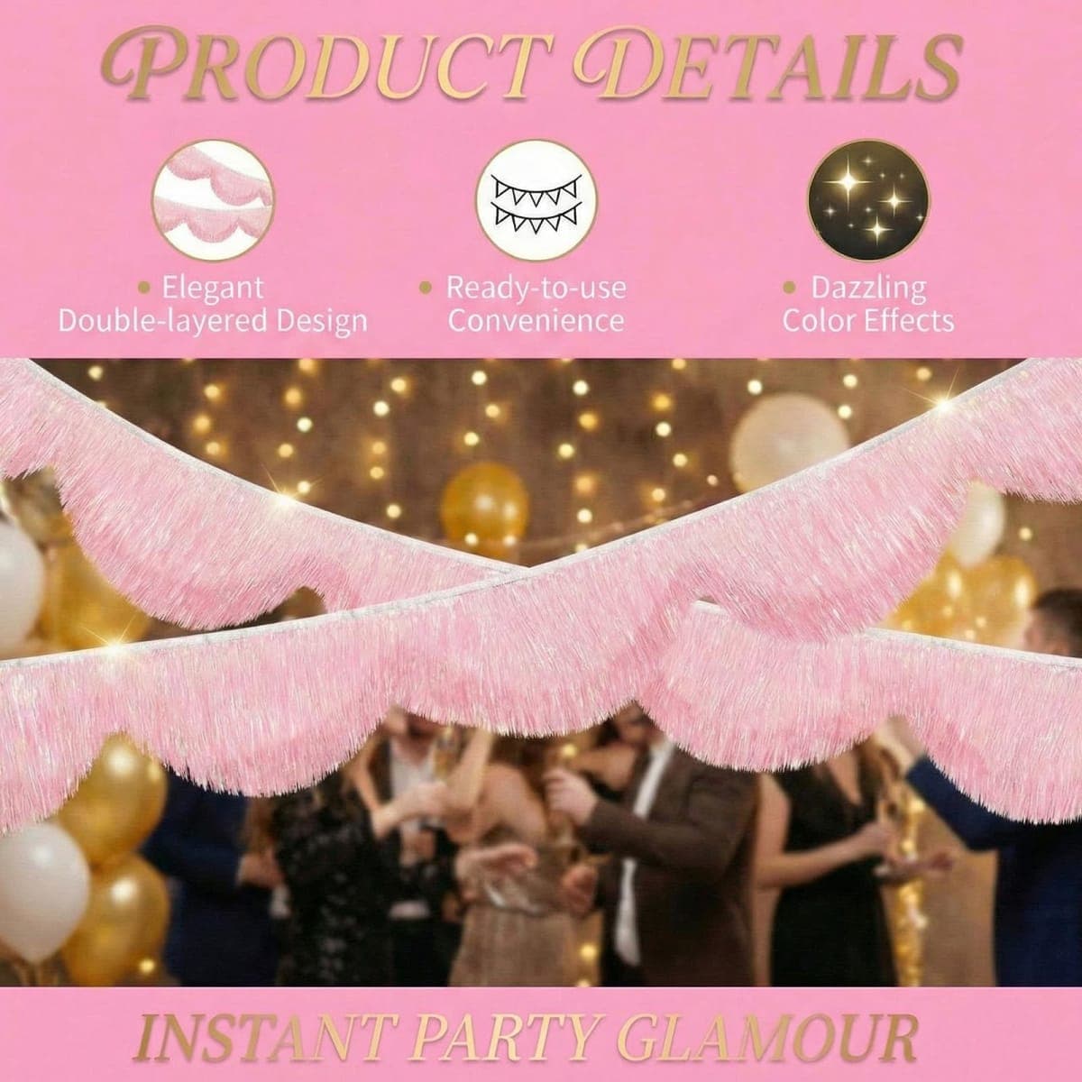 Windkream White Iridescent Scalloped Layered Fringe Banner 5.9ft Bachelorette Party Decorations, Birthday Party Decor, Baby Shower Supplies, Photo Booth Banner Backdrop thumbnail 5