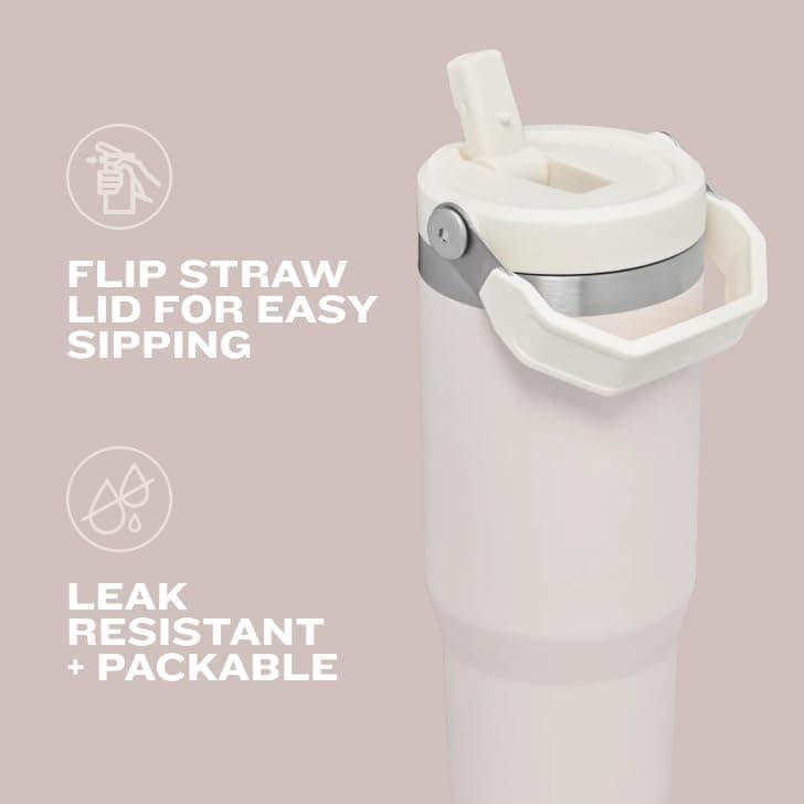 Stanley IceFlow 2.0 Flip Straw Tumbler with Handle 30 oz | Twist On Lid and Flip Up Straw | Leak Resistant Water Bottle | Insulated Stainless Steel | BPA-Free | Violet Blossom thumbnail 4