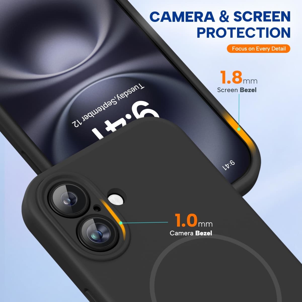 Miracase Compatible with iPhone 16 Case, [Soft Anti-Scratch Microfiber Lining], Compatible with MagSafe, Liquid Silicone Case Shockproof Drop Protection Phone Case for 16,Black thumbnail 4