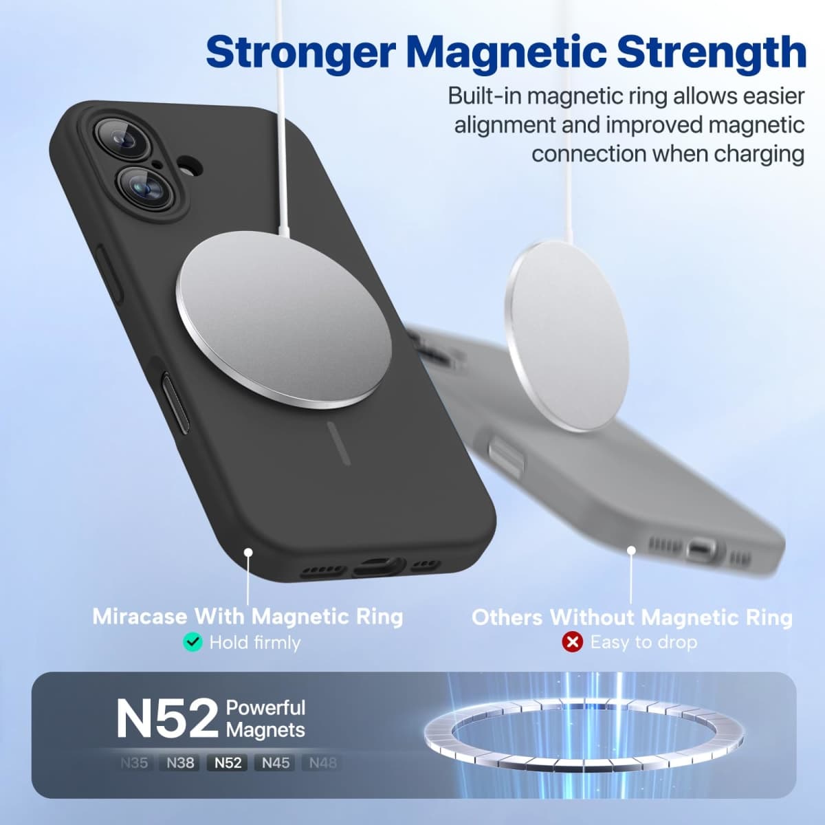Miracase Compatible with iPhone 16 Case, [Soft Anti-Scratch Microfiber Lining], Compatible with MagSafe, Liquid Silicone Case Shockproof Drop Protection Phone Case for 16,Black thumbnail 5