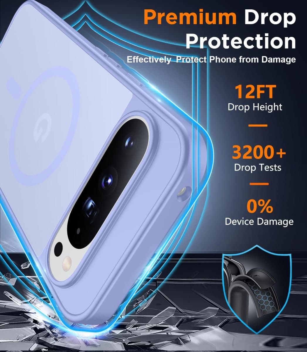 SPIDERCASE Magnetic for Google Pixel 10/Pixel 10 Pro Case, Military Grade Drop Protection Slim Translucent Matte Shockproof Anti-Fingerprint Phone Case for Pixel 10/10 Pro, Light Purple thumbnail 3
