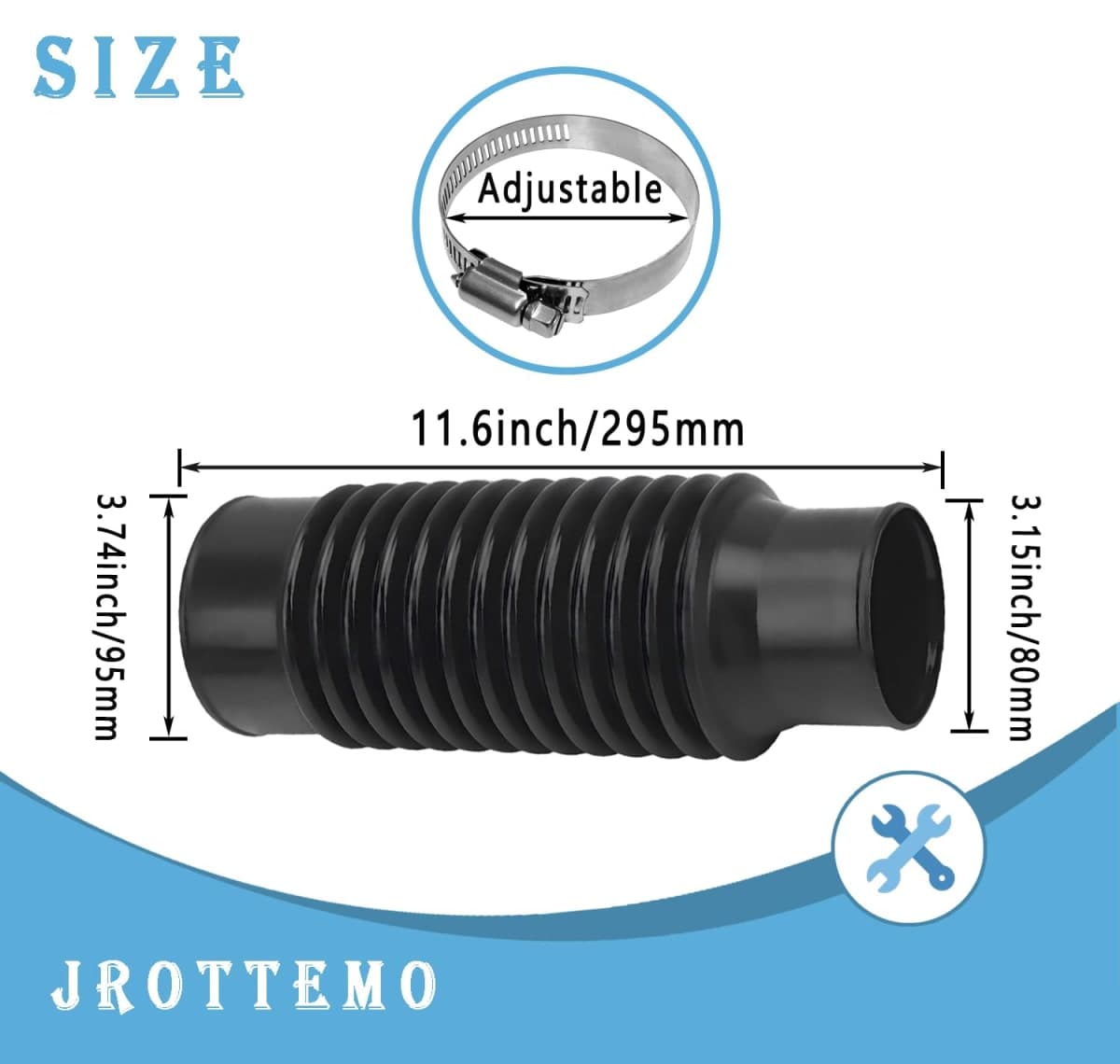 JROTTEMO E164000080 Rubber Flexible Blower Tube with 2Pcs Clamp Compatible with Echo SHIN-DAIWA Blower PB-580 PB-580T PB-580H EB600RT Durable & Enhanced Airflow Design thumbnail 2