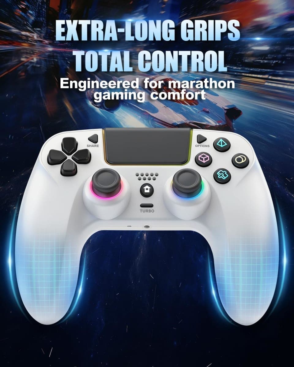 GUOC LED Wireless Controller for PS5 with Hall Effect Joystick and Trigger,4 Macron Boutton Extended Grip Controller Compatible with PS5 Pro/Slim, Dual Vibration, Remap/Turbo Function thumbnail 2